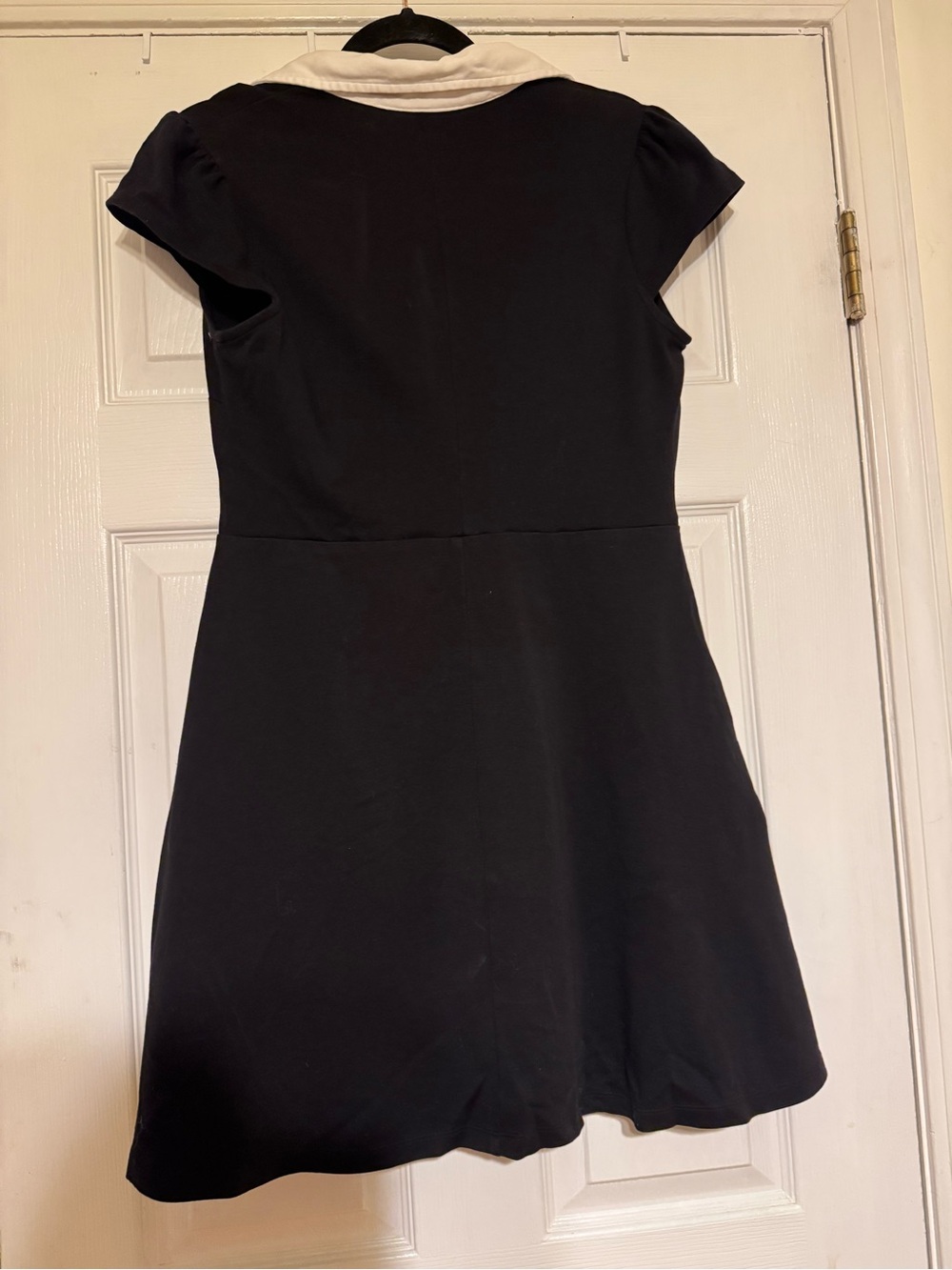 New York & Company Black Polo Collar Fit-and-Flare Dress with White Trim Medium - Picture 5 of 6